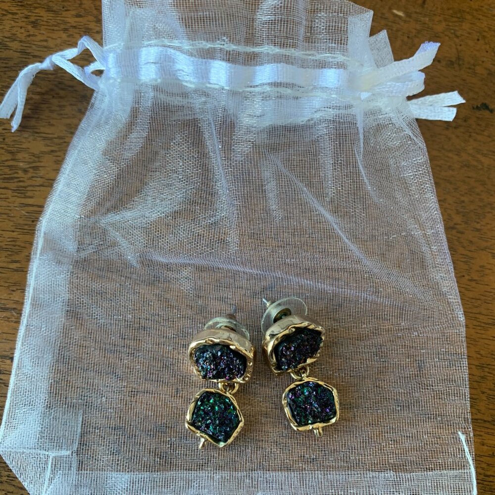 Druzy Gold Tone Earrings - Picture 2 of 3